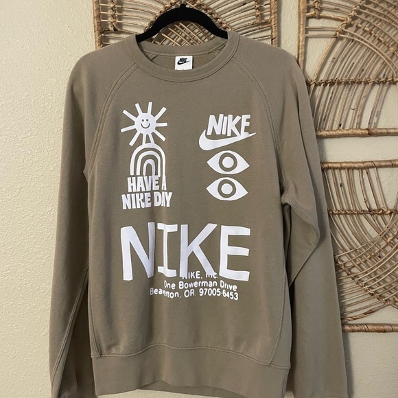 Sweaters - Nike Have a Nike Day Crew Neck Sweater Pullover Brown Beige Sz S B17